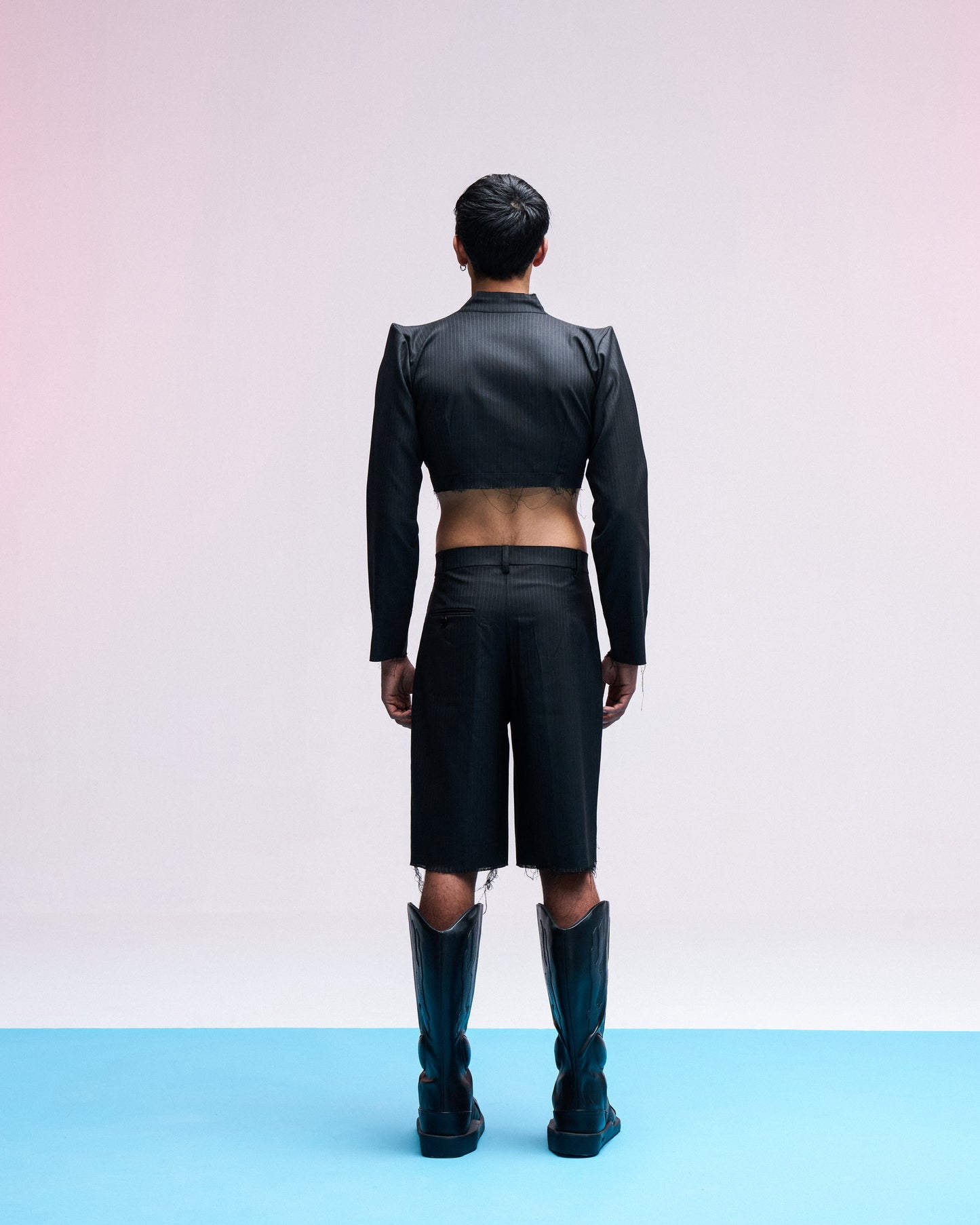 VULGAR PINSTRIPED CROP JACKET