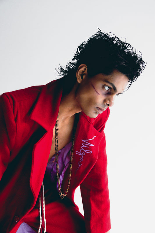 SIGNATURE RED WOOL TRENCH