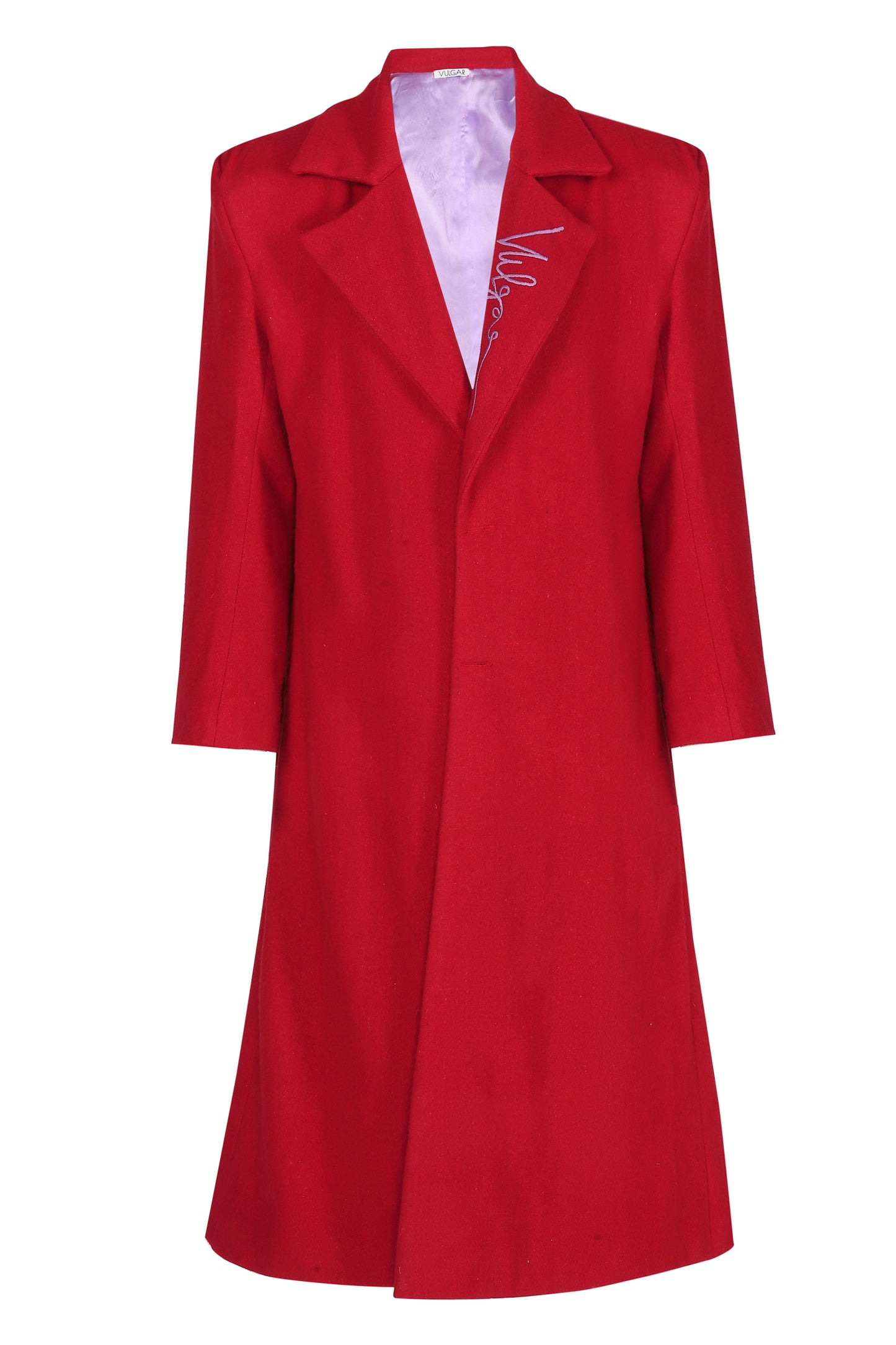 SIGNATURE RED WOOL TRENCH